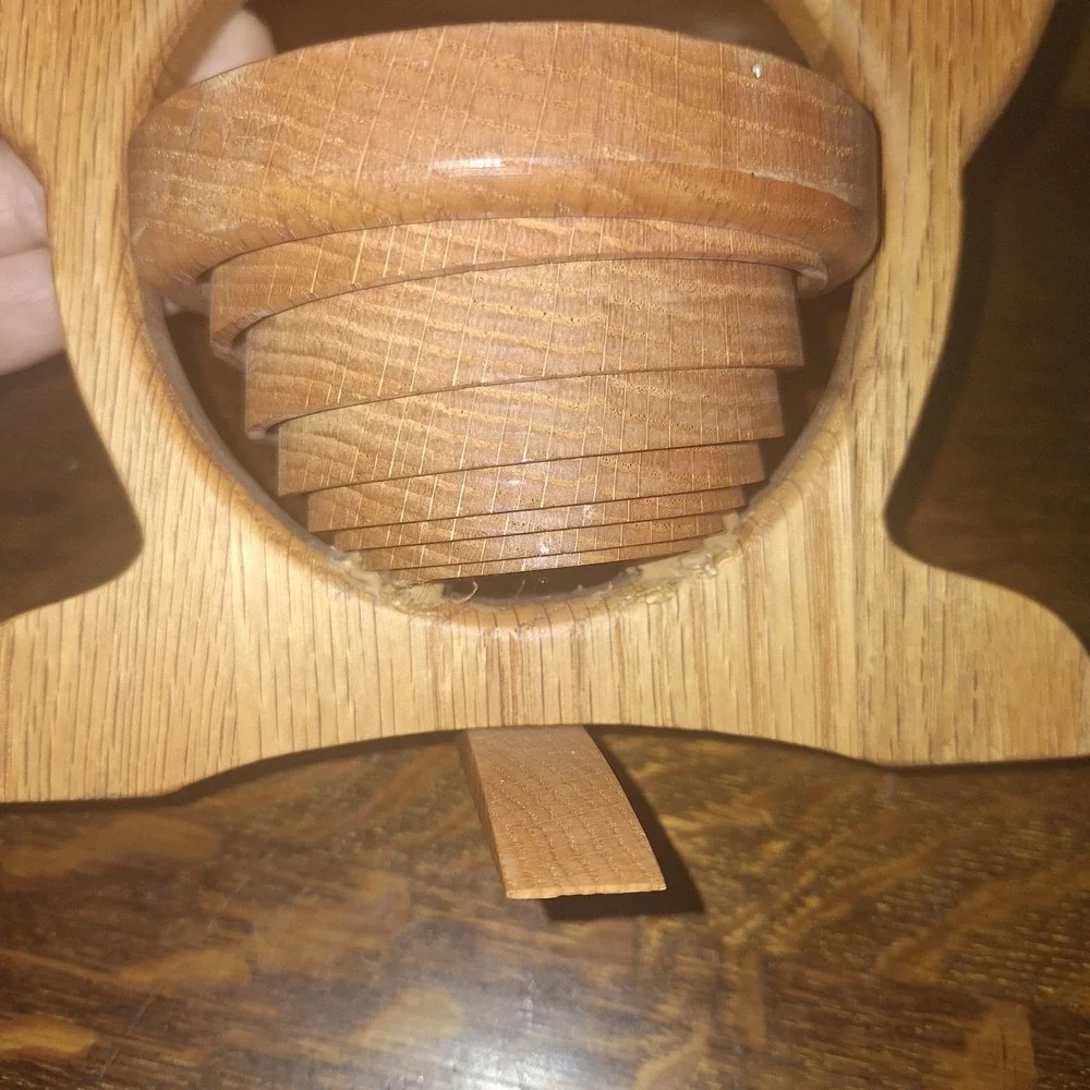 Carved Wood Tulips Collapsible Bowl Flower Basket Folds Flat Country Dutch
